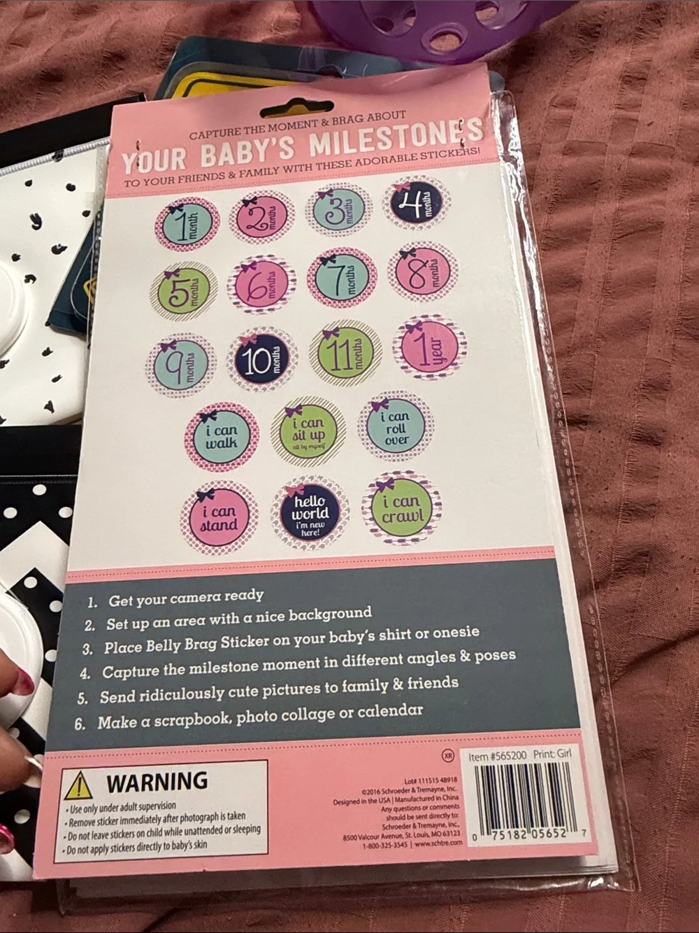 BABY BUNDLE Belly Brags Pink Monthly Milestone Stickers - Baby Photo Stickers